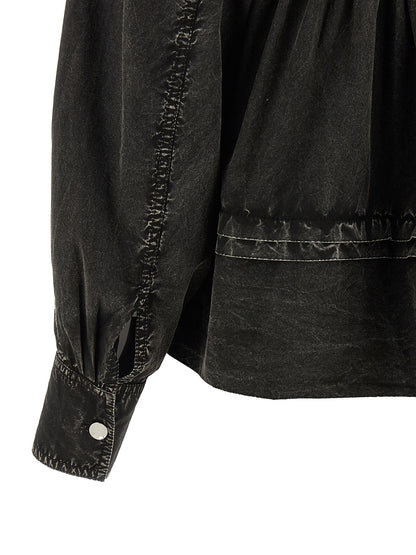 Blouse by Ganni for women in organic cotton black, featuring a nuanced and nuanced for a sophisticated finish.