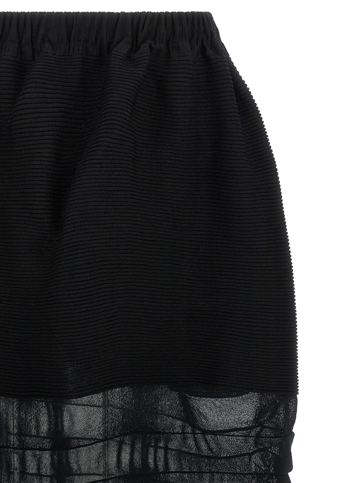 Skirt by Issey Miyake for women in polyester cotton & cupro black features a sublime silhouette, showcasing the sublime design of the Women's Polyester Cotton & Cupro Skirt in a sophisticated midi.