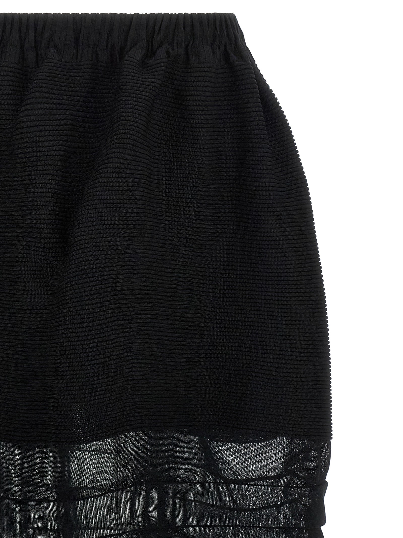 Skirt by Issey Miyake for women in polyester cotton & cupro black features a sublime silhouette, showcasing the sublime design of the Women's Polyester Cotton & Cupro Skirt in a sophisticated midi.