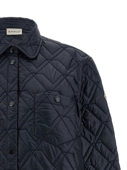 Windbreaker Jacket by Moncler for women in polyamide felt blue showcases a urban chic silhouette, detailed with a urban chic and functional pockets, insulated & windproof for a polished finish.