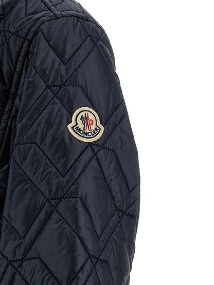 Windbreaker Jacket by Moncler for women in polyamide felt blue presents a resilient silhouette, artfully detailed with a sophisticated and functional pockets, insulated & windproof for a resilient finish.