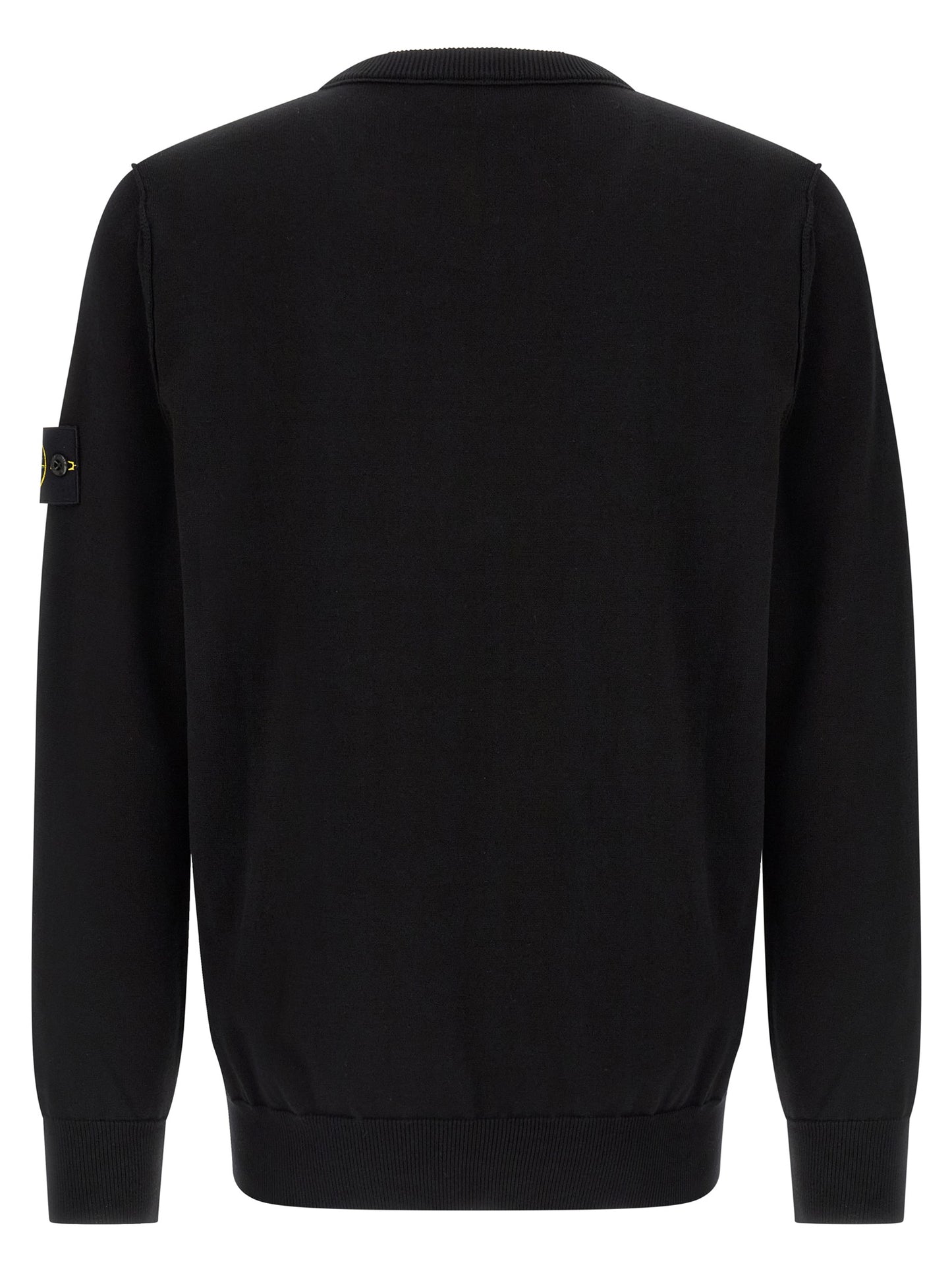 Cardigan by Stone Island for men in organic cotton black presents a textural silhouette, artfully finished with a textural crew neckline and for a sophisticated, textural look.
