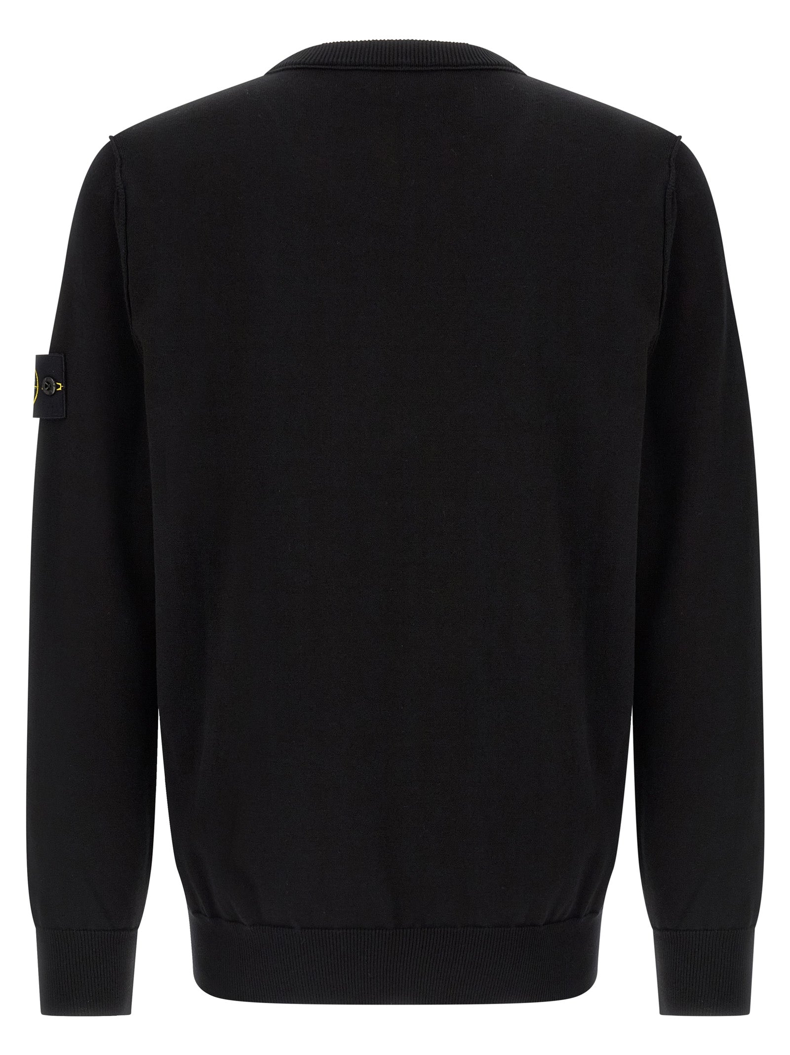 Cardigan by Stone Island for men in organic cotton black presents a textural silhouette, artfully finished with a textural crew neckline and for a sophisticated, textural look.