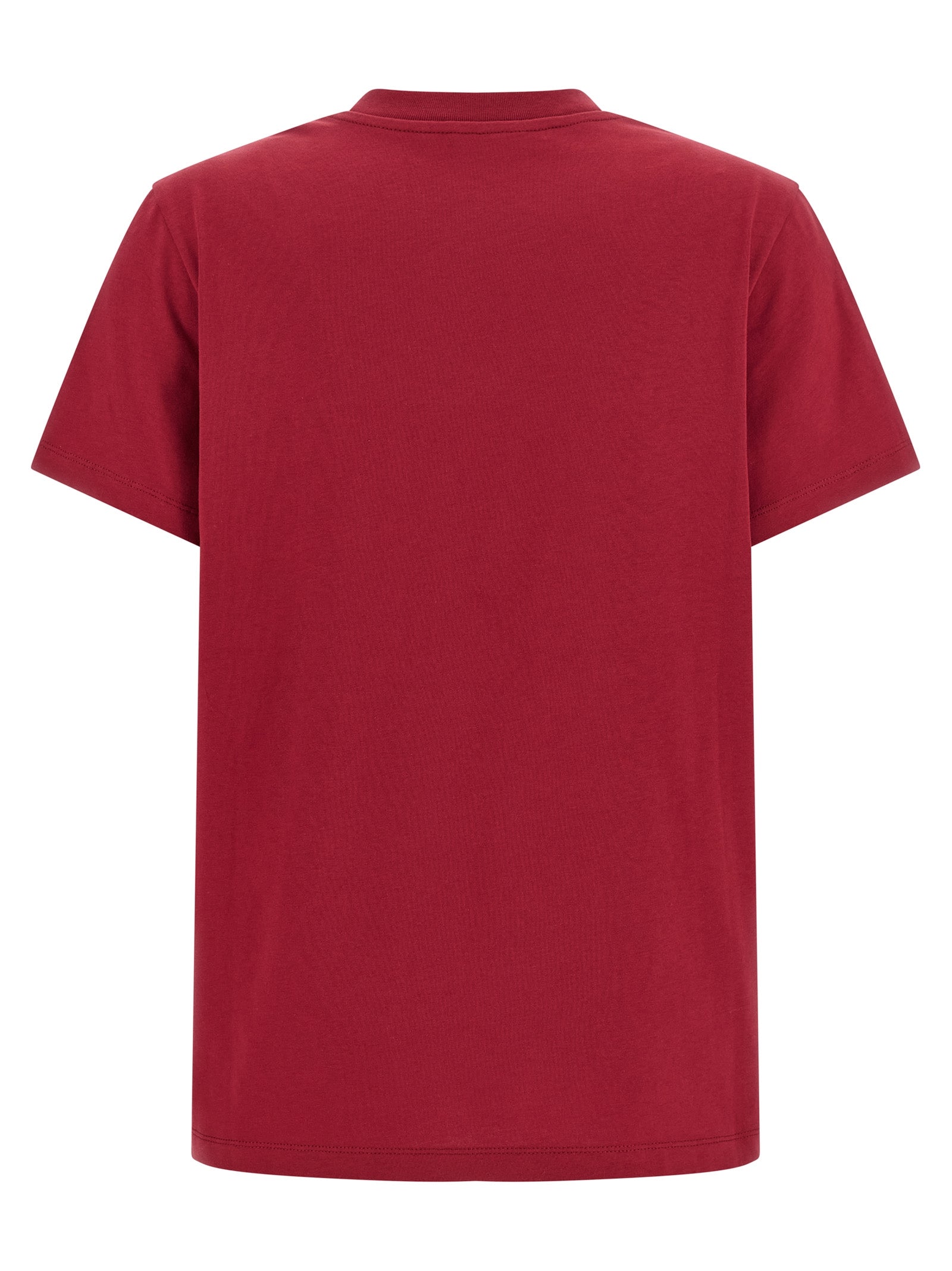 T-Shirt by Moncler for women in cotton felt multicolor & red features an on trend silhouette, perfectly showcasing a on trend and crew neckline for an elevated aesthetic.