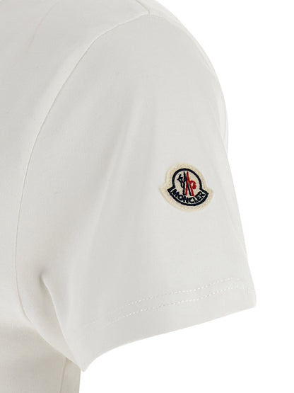 T-Shirt by Moncler for women in cotton felt white features an edgy silhouette, meticulously detailed with a sophisticated and for a truly edgy finish.