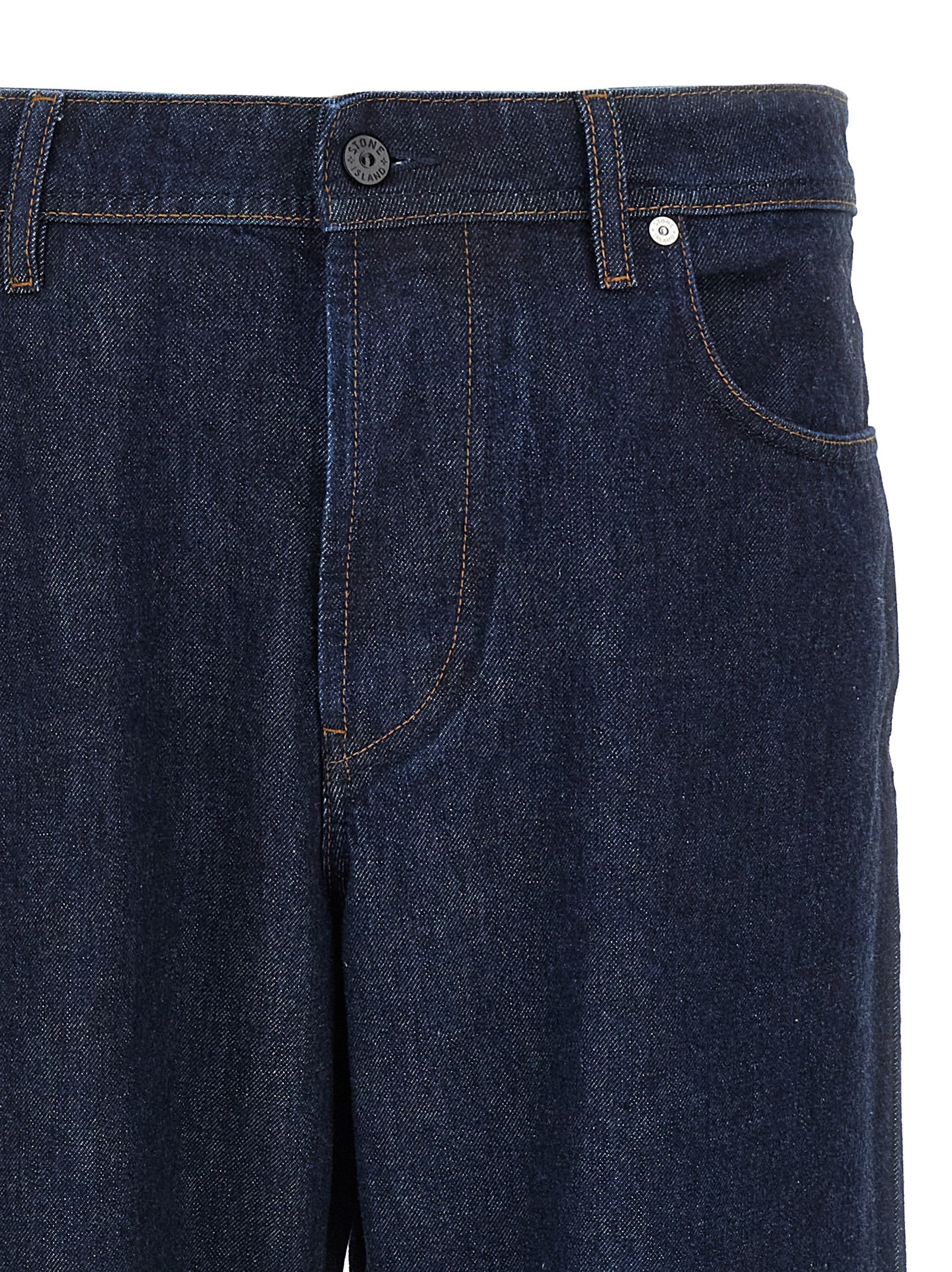 Jeans by Stone Island for men in denim cotton blue & indigo features a refined silhouette with a refined straight-leg, relaxed-fit & wide, defined by a and a refined long for a refined finish.