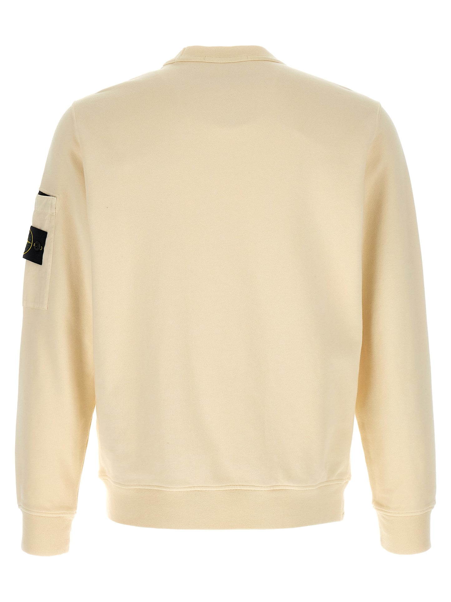 Sweatshirt by Stone Island for men in cotton beige features an exquisite silhouette, showcasing and crew neckline details for a exquisite look.