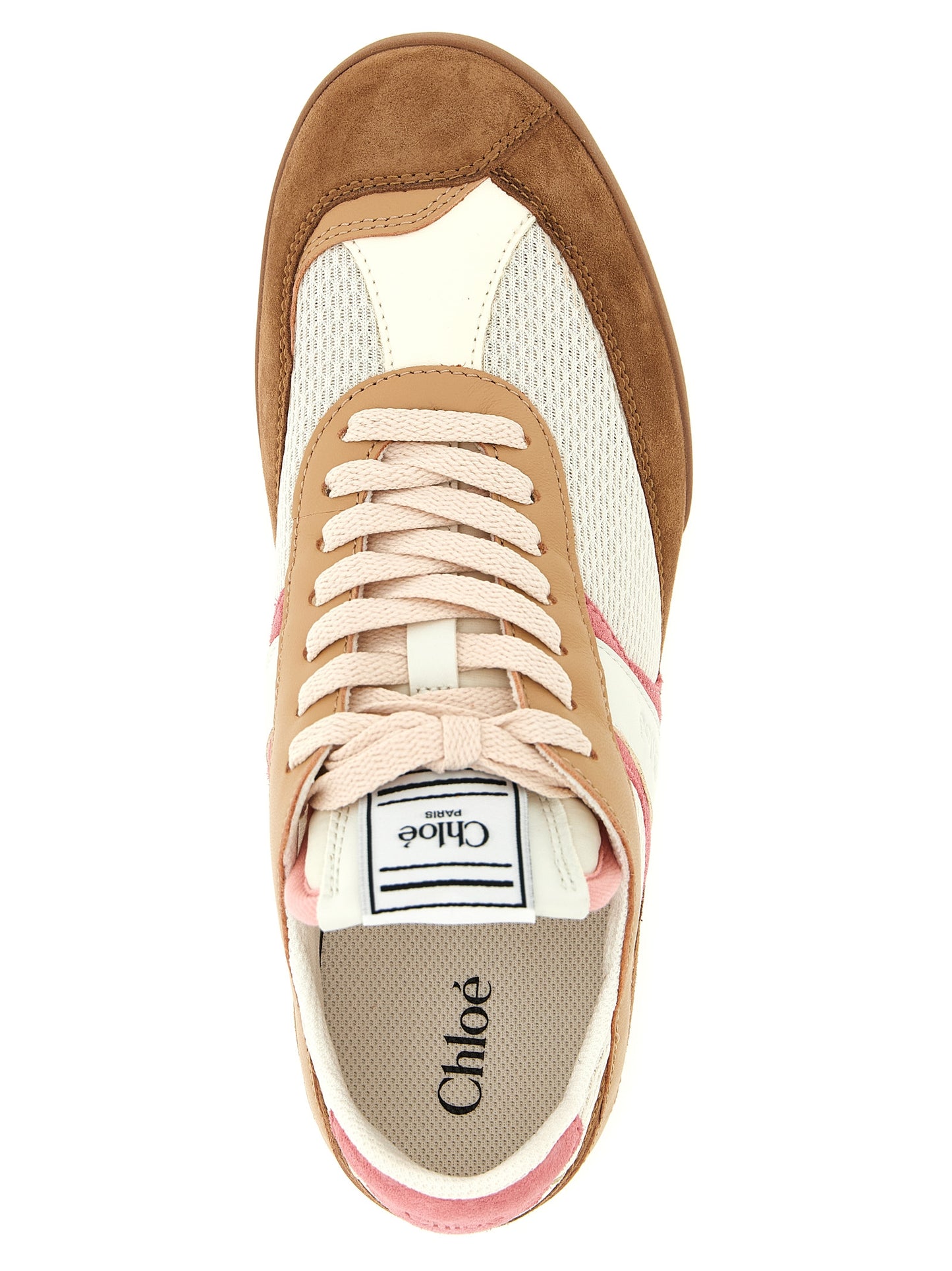 Athletic Sneakers by Chloé for women in polyester suede leather & mesh multicolor presents a sleek silhouette, perfectly capturing the athletic style essence of Women's Athletic Polyester Suede Leather & Mesh Sneakers with its sleek design and premium finish.