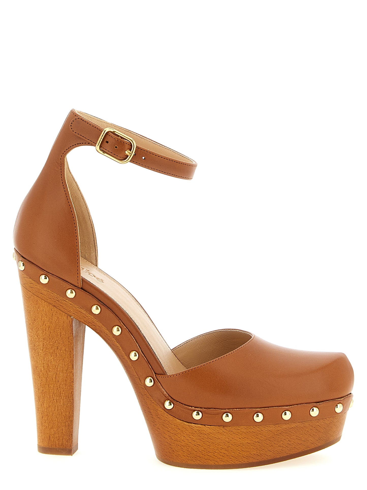 High-Heel Platform Ankle Strap Pumps Heels by Chloé for women in calf & lamb leather brown features an effortlessly chic silhouette from the Women's Calf & Lamb Leather High-Heel Platform Ankle Strap Pumps Heels collection, showcasing a high-heel platform and effortlessly chic for a effortlessly chic look.