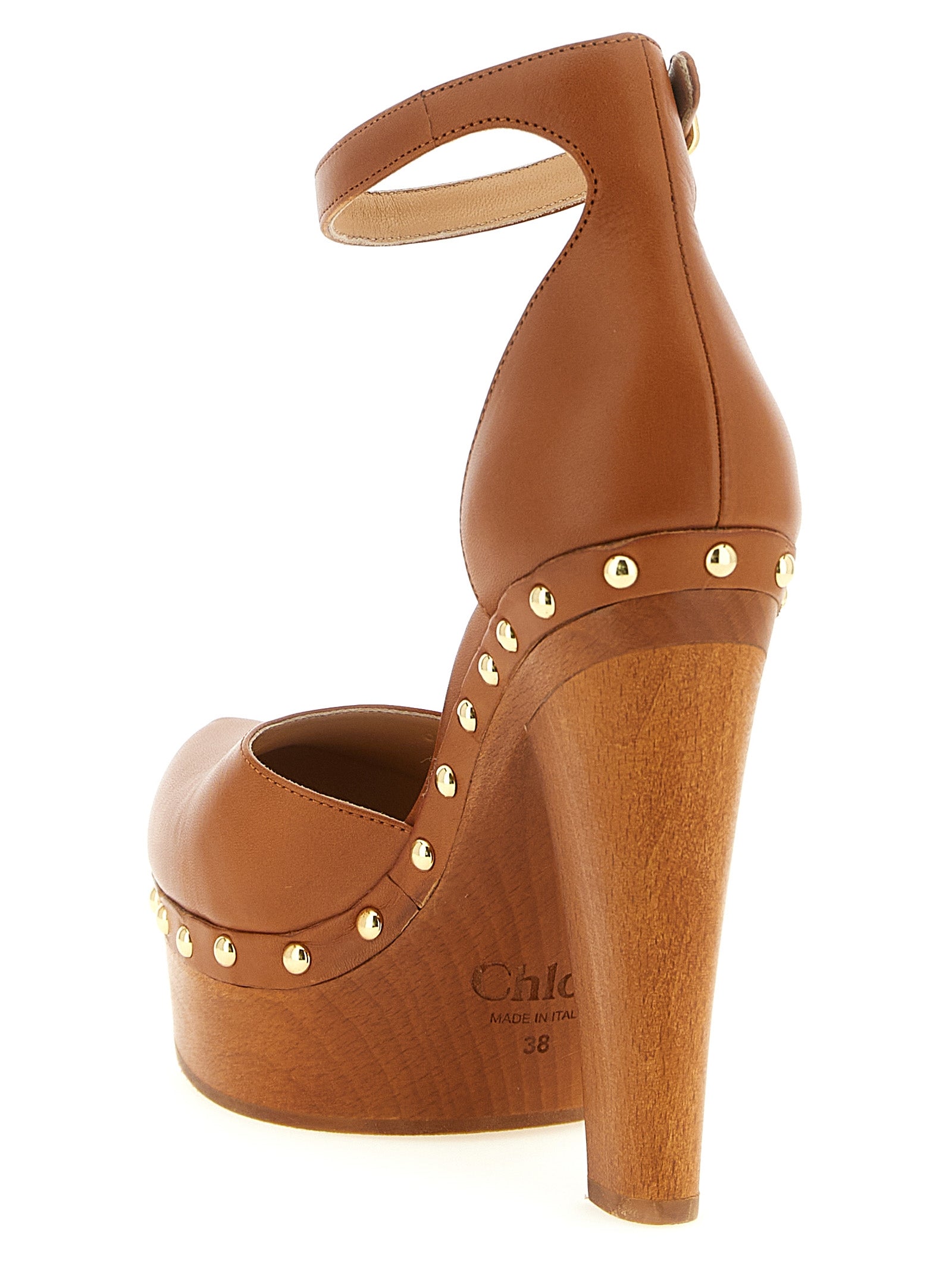 High-Heel Platform Ankle Strap Pumps Heels by Chloé for women in calf & lamb leather brown features an captivating silhouette, showcasing the elegant Women's Calf & Lamb Leather High-Heel Platform Ankle Strap Pumps Heels design with a high-heel platform and a sophisticated .