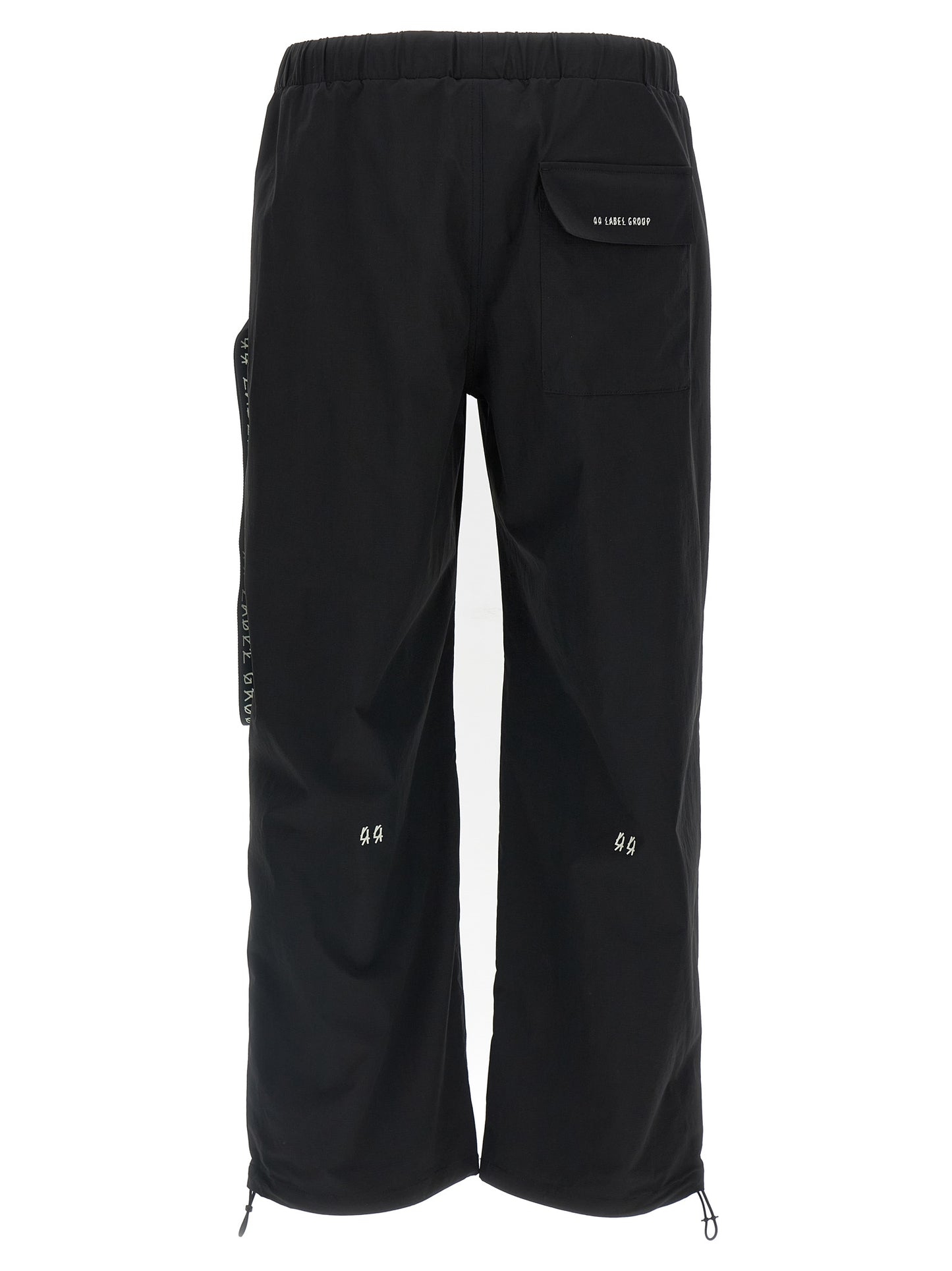 Activewear Pants by 44 Label Group for men in stretch nylon black & print, featuring a athletic straight-leg, athletic & wide and long with a athletic and high-performance .