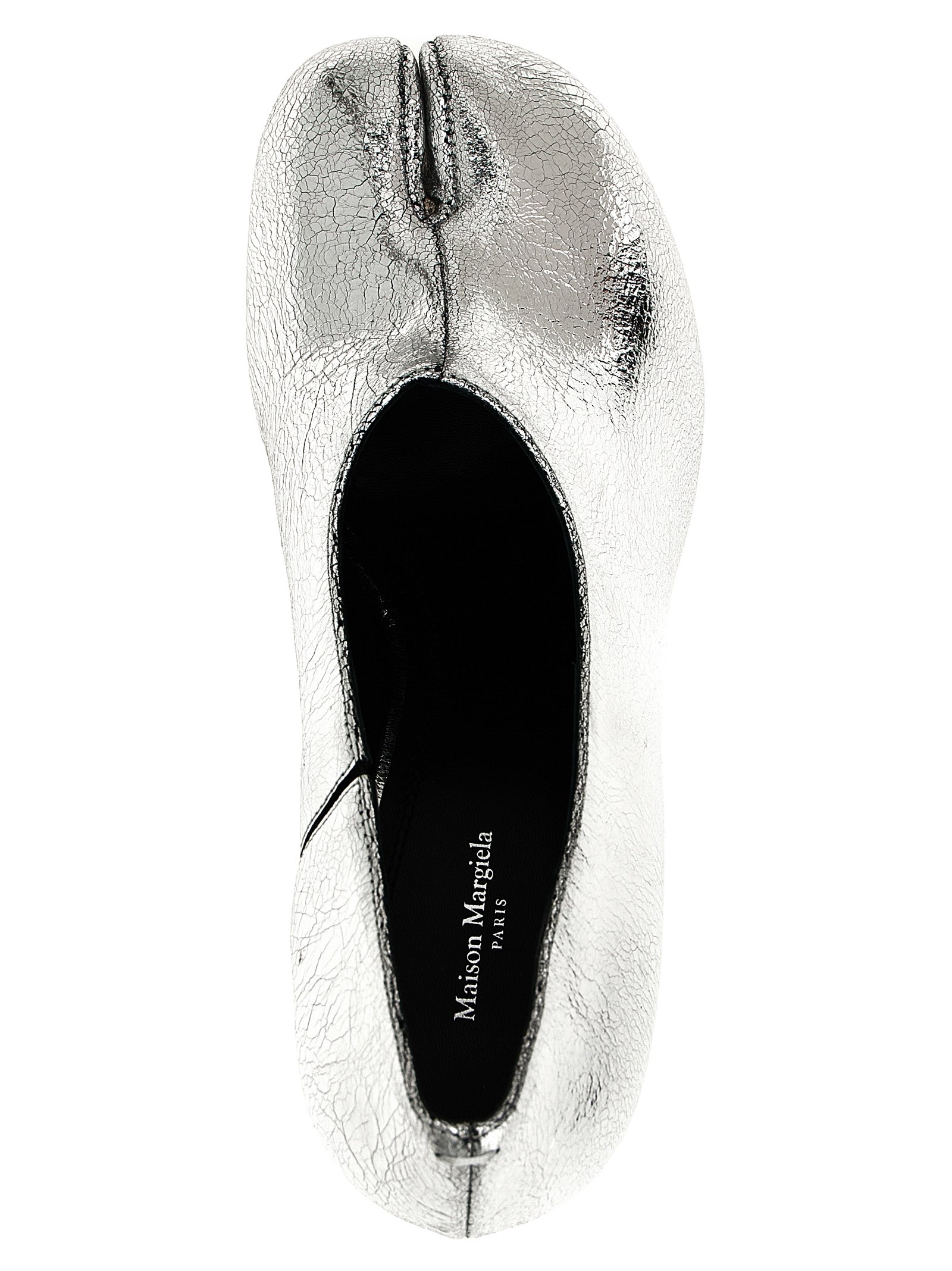 Mid-Heel Pumps Heels by Maison Margiela for women in nappa calfskin leather silver & signature features an captivating silhouette, showcasing the elegant Women's Nappa Calfskin Leather Mid-Heel Pumps Heels design with a mid-heel and a sophisticated .