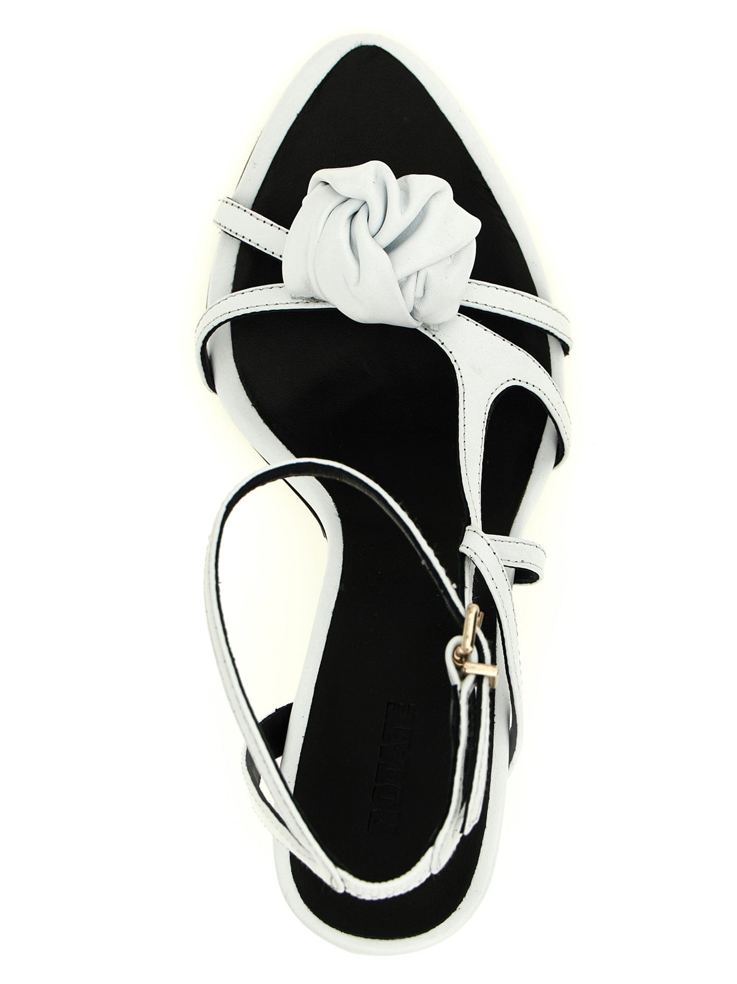 Stiletto Ankle Strap Sandals by ROTATE BIRGER CHRISTENSEN for women in calfskin leather white features an exquisite silhouette, showcasing the exquisite Women's Calfskin Leather Stiletto Ankle Strap Sandals with a stiletto and .