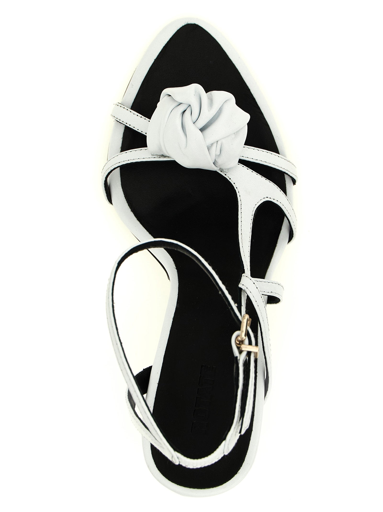 Stiletto Ankle Strap Sandals by ROTATE BIRGER CHRISTENSEN for women in calfskin leather white features an exquisite silhouette, showcasing the exquisite Women's Calfskin Leather Stiletto Ankle Strap Sandals with a stiletto and .