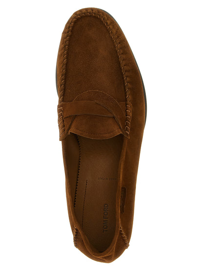 Tom Ford Men's Suede Leather Loafer Slip-On Shoes - Brown
