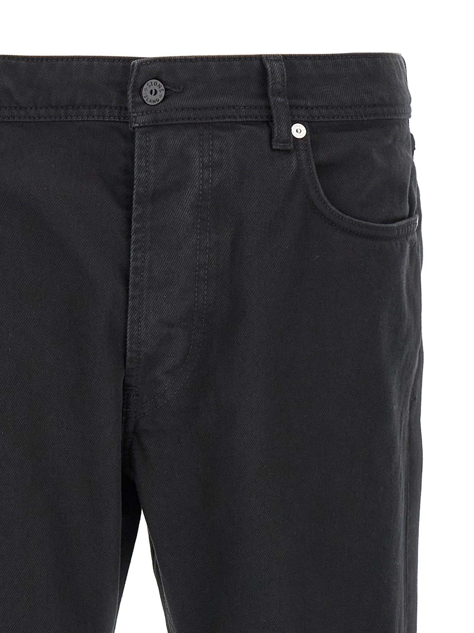 Jeans by Stone Island for men in denim cotton black & signature features an refined tailoring silhouette, showcasing a premium straight-leg with a and long cut for a refined tailoring look.