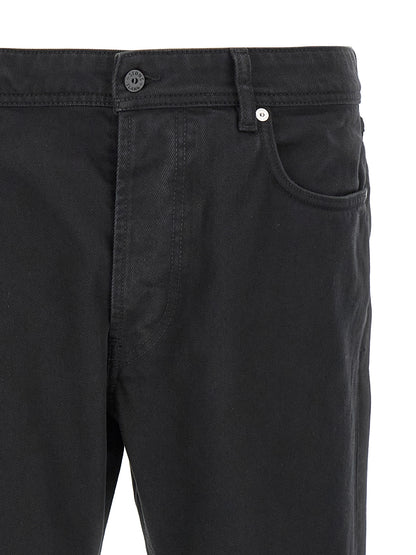 Jeans by Stone Island for men in denim cotton black & signature features an refined tailoring silhouette, showcasing a premium straight-leg with a and long cut for a refined tailoring look.
