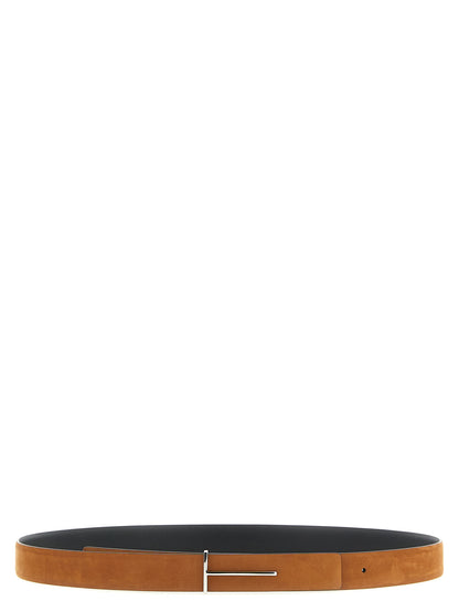 Belt by Tom Ford for men in plush nubuck leather multicolor features an artisanal finish, elegantly showcasing the signature style and artisanal craftsmanship of the Plush Nubuck leather Belt design.