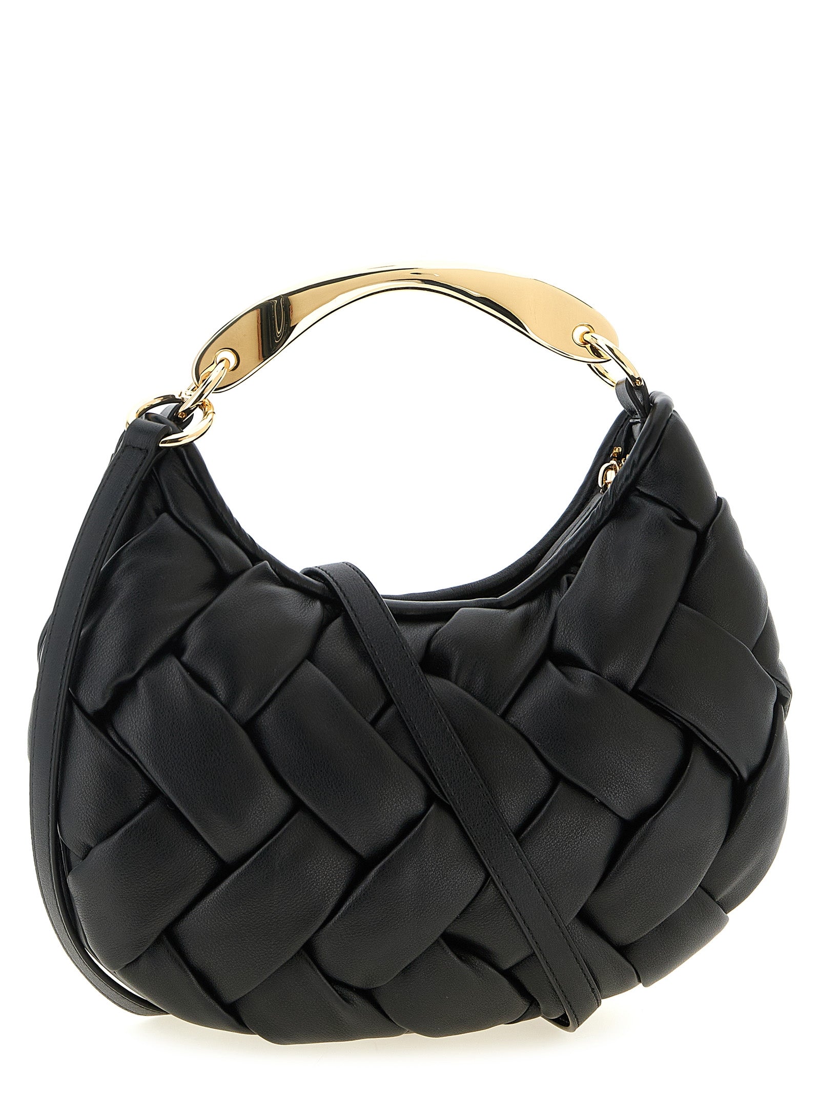 This Sling Handbag by Twinset for women in polyethylene & polyurethane and black presents a sculptural silhouette featuring a secure zipper, ample , and versatile shoulder-strap & handle for a sculptural finish.