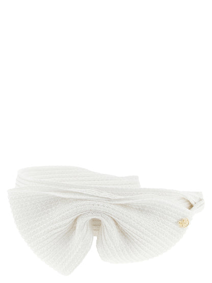 This Headband by Maison Michel for women in denim cotton white presents a ornate silhouette from the Hemp & Straw Headband collection, showcasing a ornate finish for a truly ornate aesthetic.