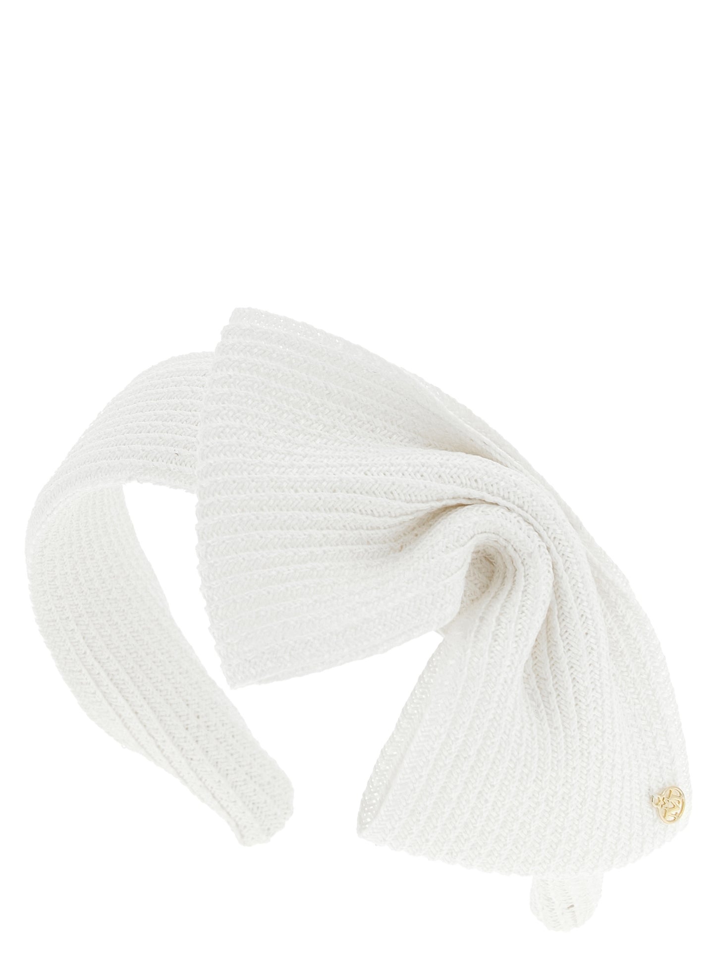 Headband by Maison Michel for women in denim cotton white features a exquisite silhouette, showcasing the exquisite aesthetic of the Hemp & Straw Headband design for a sophisticated finish.