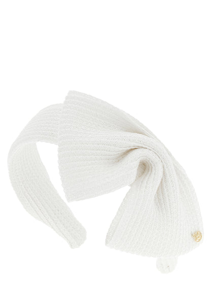 Headband by Maison Michel for women in denim cotton white features a exquisite silhouette, showcasing the exquisite aesthetic of the Hemp & Straw Headband design for a sophisticated finish.