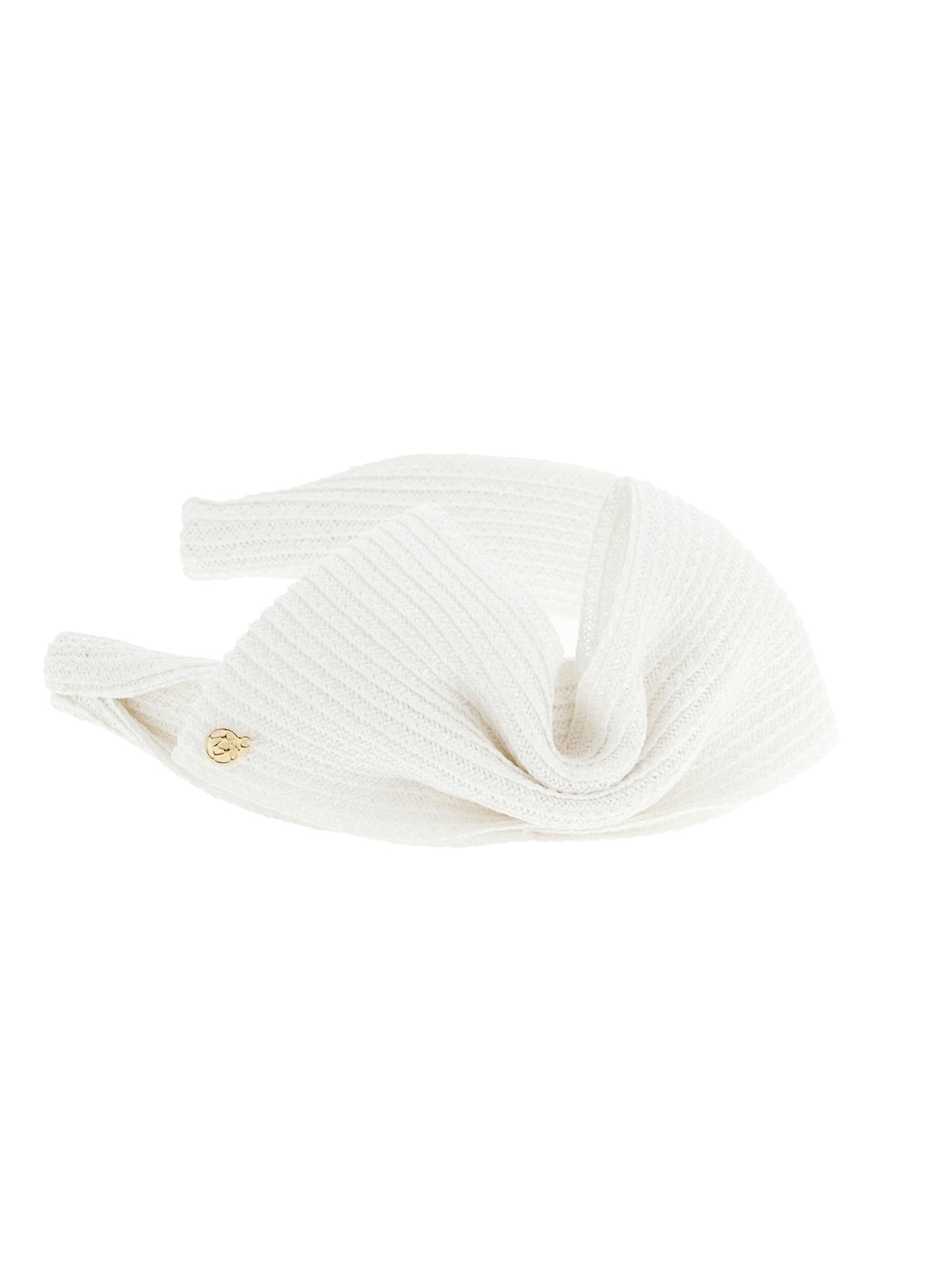 Headband by Maison Michel for women in denim cotton white features an ornamental finish, perfectly showcasing the sophisticated ornamental design of the Hemp & Straw Headband.