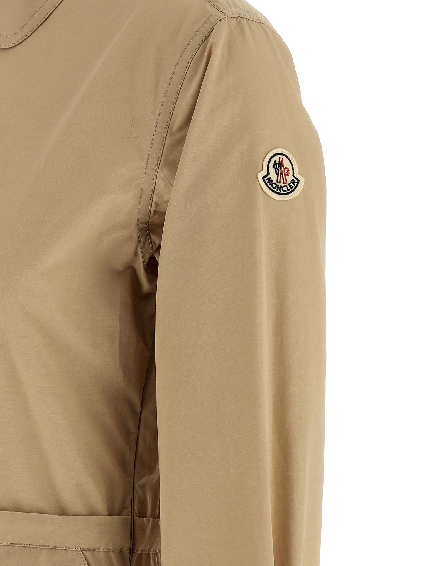 Dress by Moncler for women in cotton polyester felt beige features an cute silhouette, detailed with a and that elegantly flows into a cute midi long.
