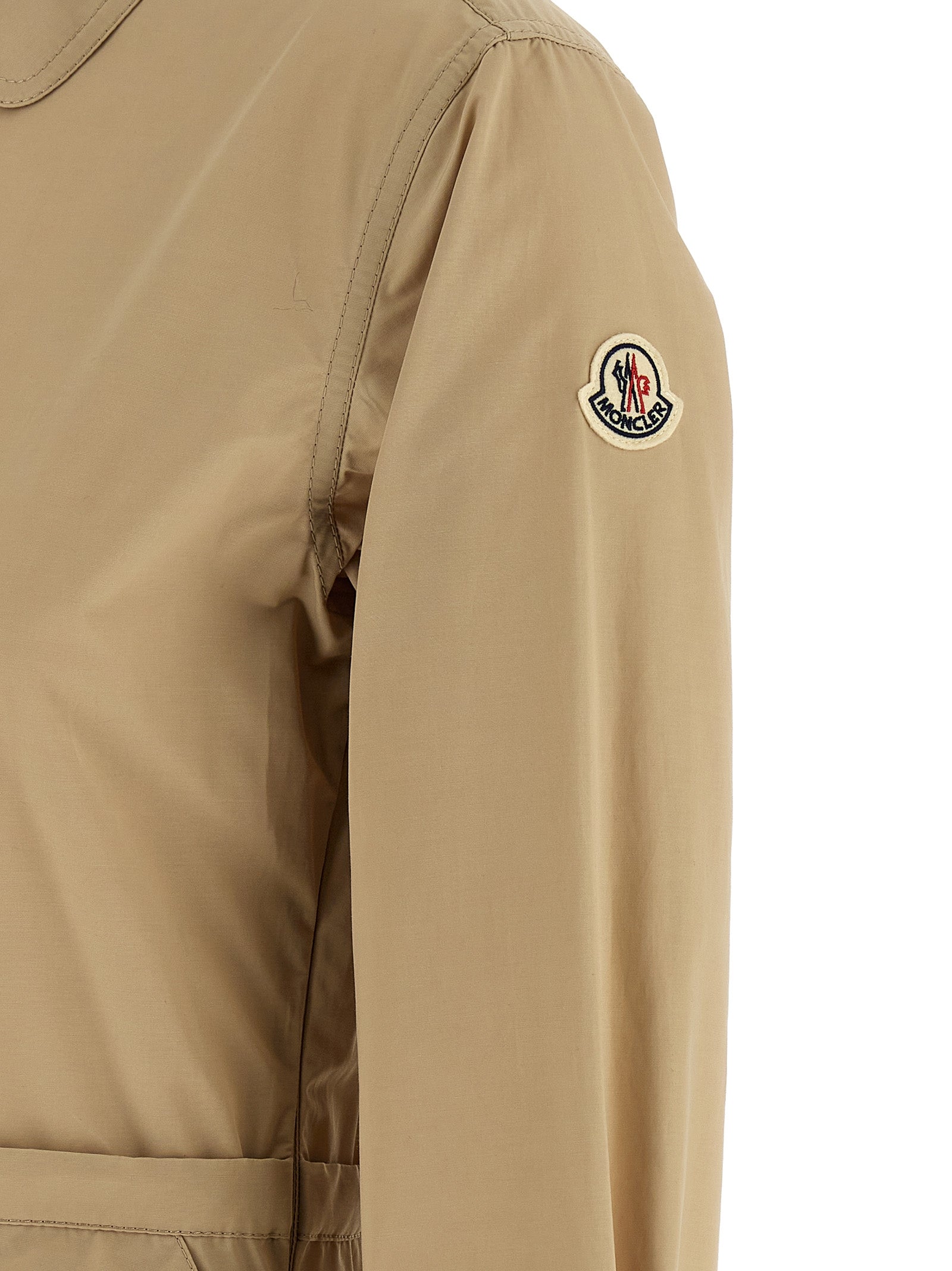 Dress by Moncler for women in cotton polyester felt beige features an cute silhouette, detailed with a and that elegantly flows into a cute midi long.