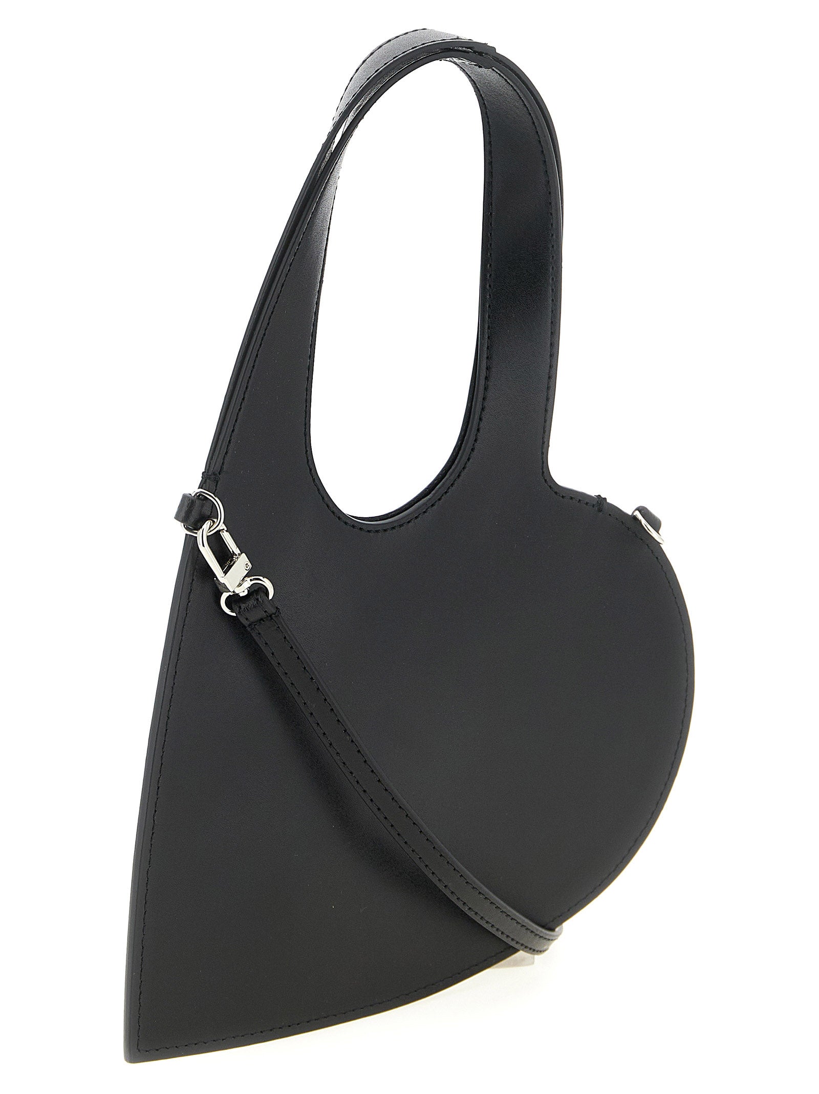 This Mini Handbag by Coperni for women in leather and black presents a sculptural silhouette featuring a secure , ample , and versatile shoulder-strap, adjustable-strap & handle for a sculptural finish.
