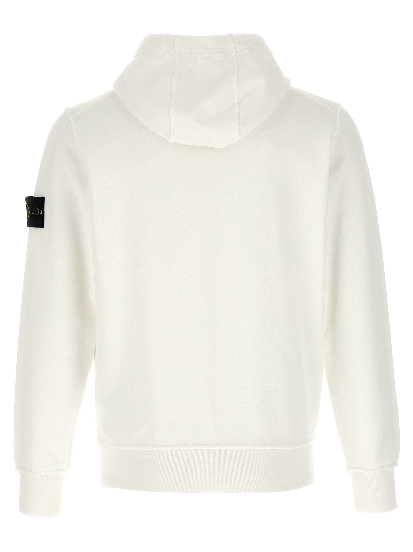 Sweatshirt Hoodie by Stone Island for men in cotton white features an avant-garde silhouette, showcasing a sophisticated hooded neckline and detail for a truly avant-garde finish.