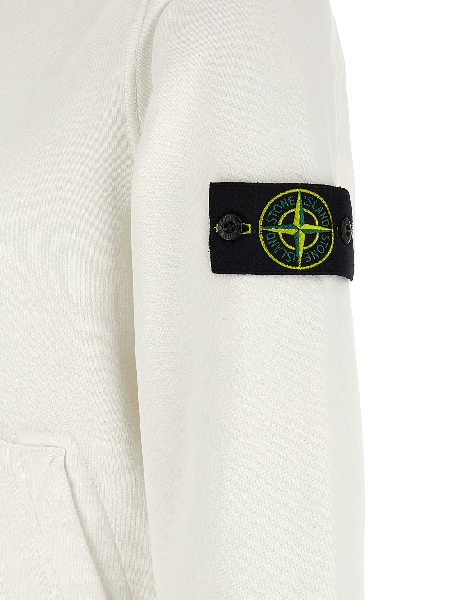 Sweatshirt Hoodie by Stone Island for men in cotton white features an avant-garde silhouette, showcasing a sophisticated and detail for a truly avant-garde finish.