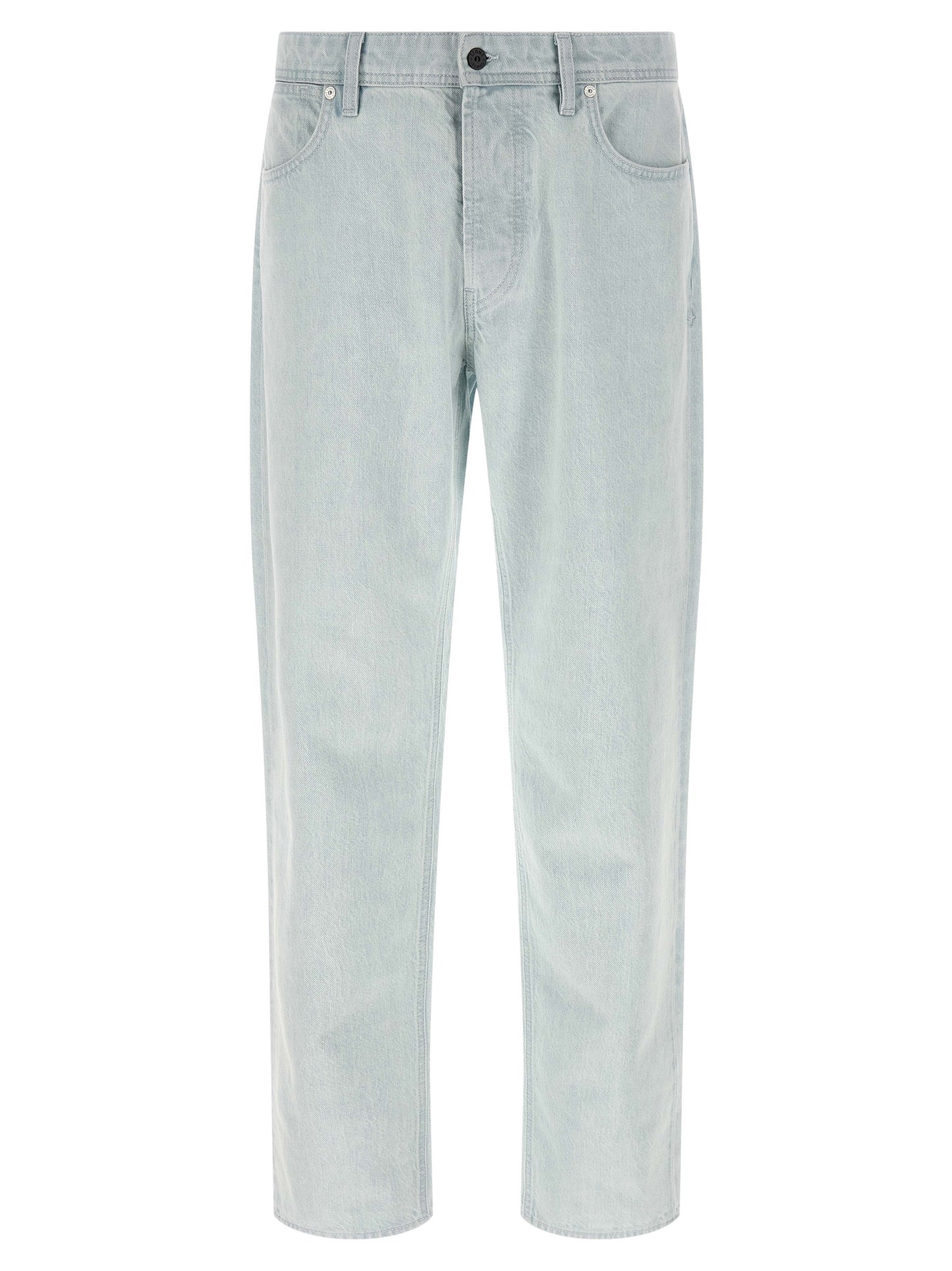 Jeans by Stone Island for men in organic cotton denim indigo & light-blue features a polished silhouette with a polished straight-leg & wide, reaching a polished long and finished with a polished .