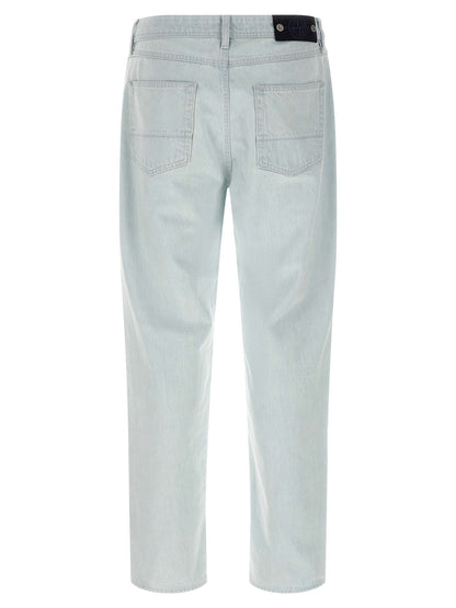 Jeans by Stone Island for men in organic cotton denim indigo & light-blue features an sophisticated and straight-leg & wide with a precise long, creating a sophisticated and sophisticated silhouette.