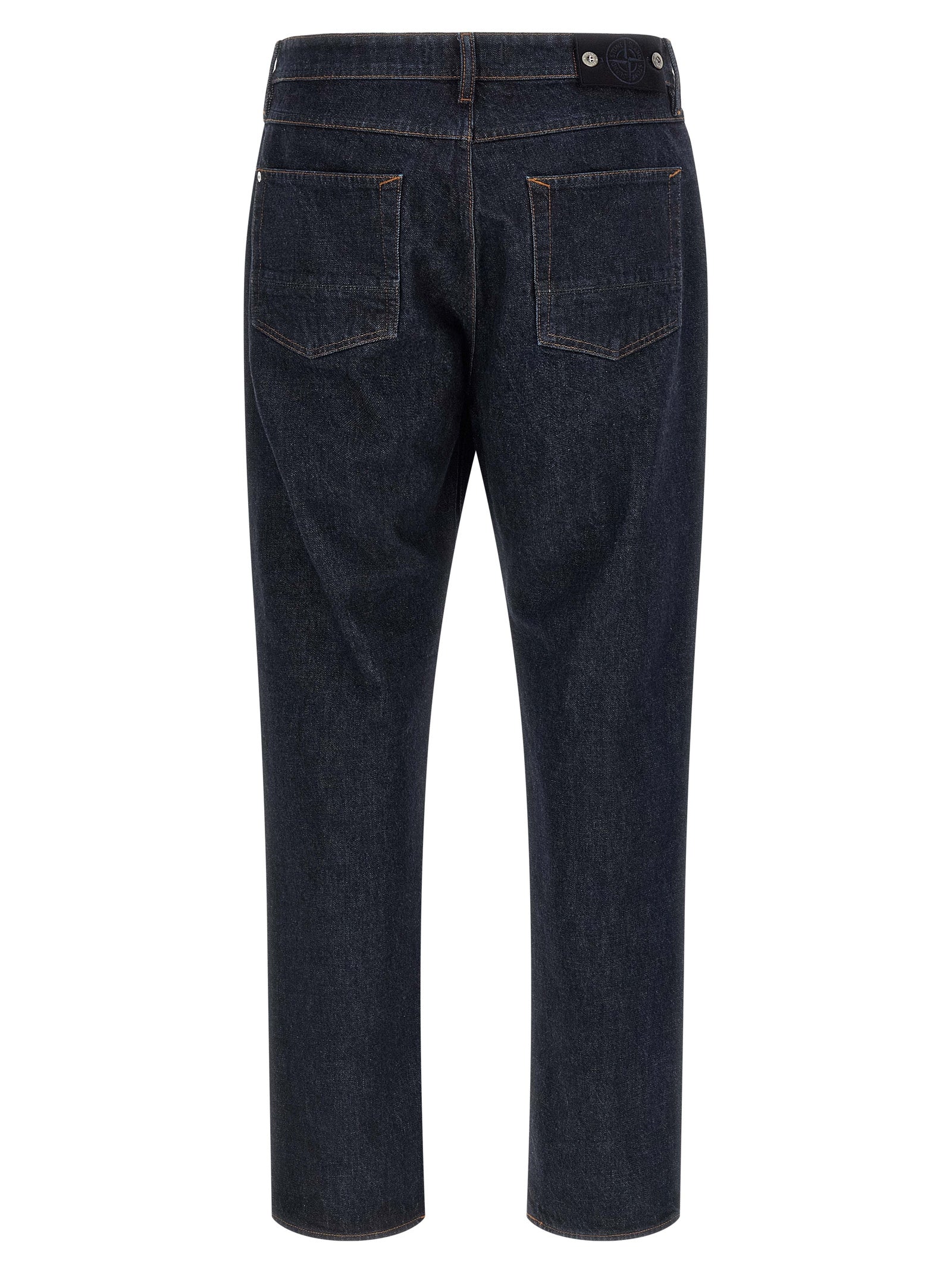 Jeans by Stone Island for men in denim cotton blue & indigo presents a tailored silhouette, showcasing a tailored straight-leg and long cut with a refined for a truly tailored aesthetic.