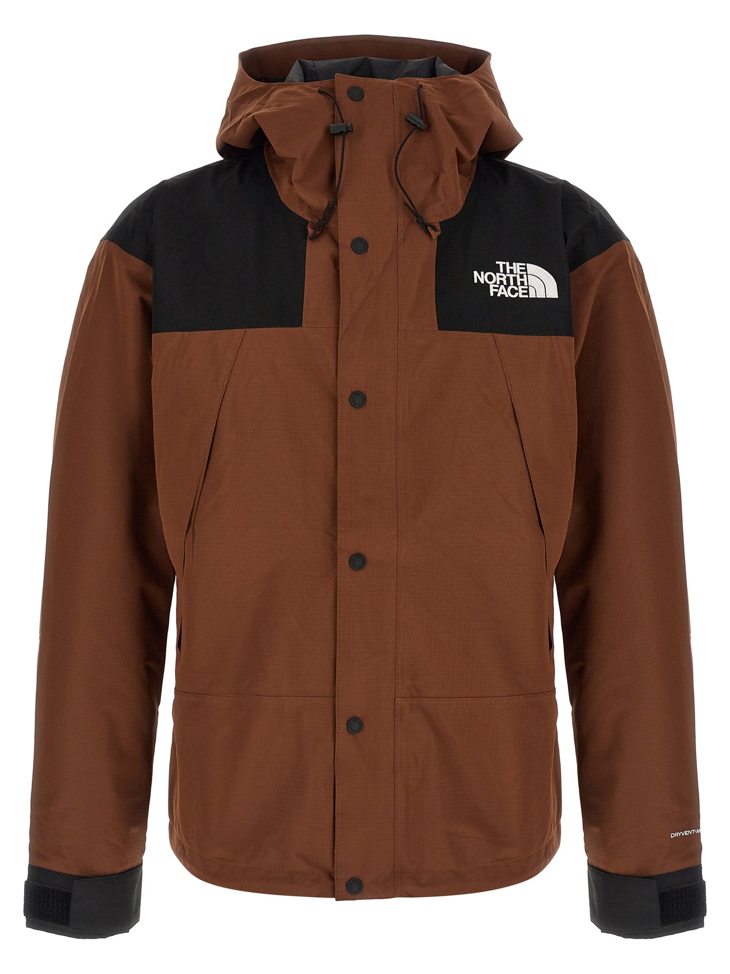 Hooded Windbreaker Jacket by The North Face for men in polyester brown presents a resilient silhouette, artfully detailed with a sophisticated hooded neckline and functional water-resistant, pockets, hooded & windproof for a resilient finish.