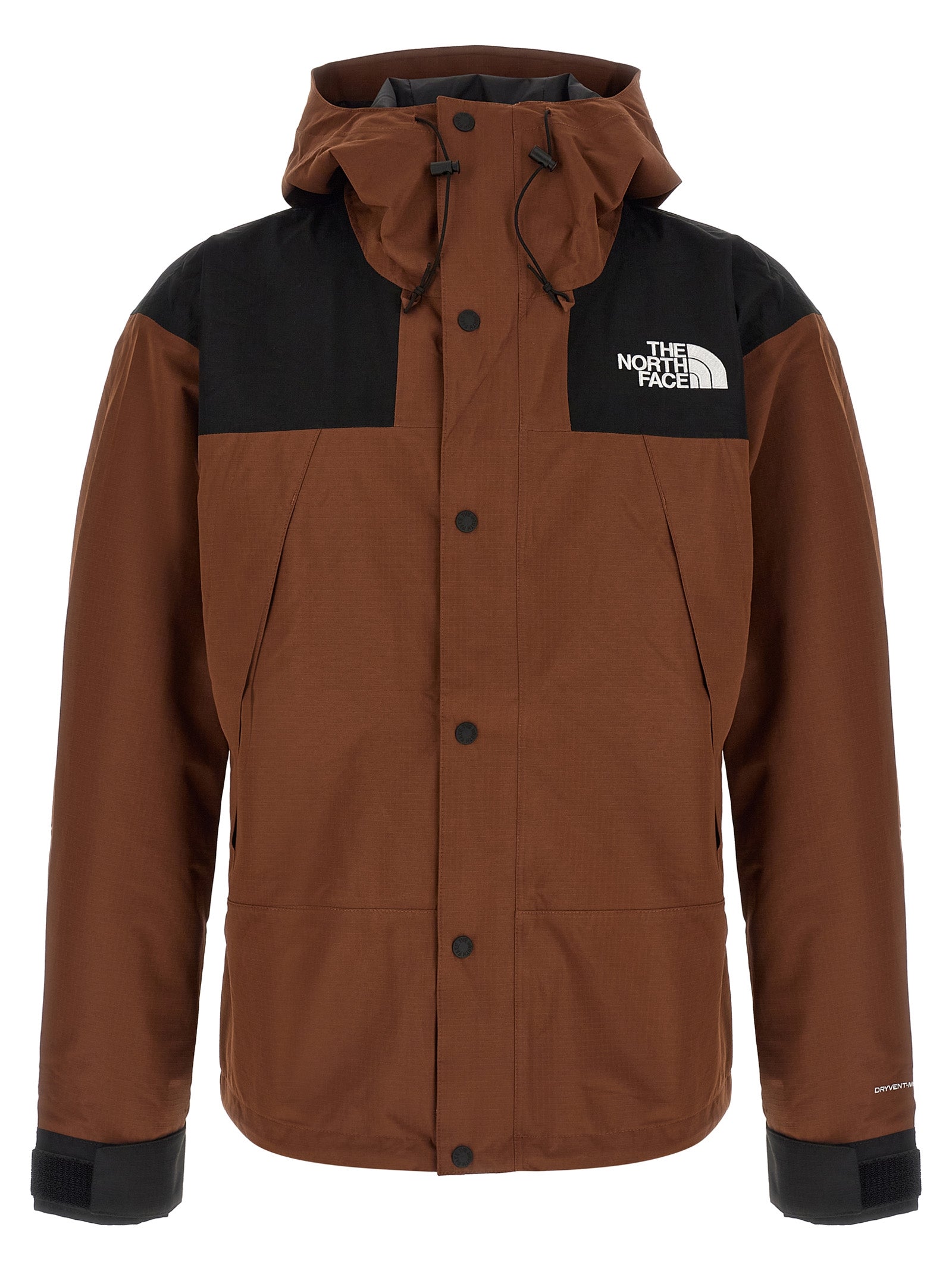 Hooded Windbreaker Jacket by The North Face for men in polyester brown presents a resilient silhouette, artfully detailed with a sophisticated hooded neckline and functional water-resistant, pockets, hooded & windproof for a resilient finish.