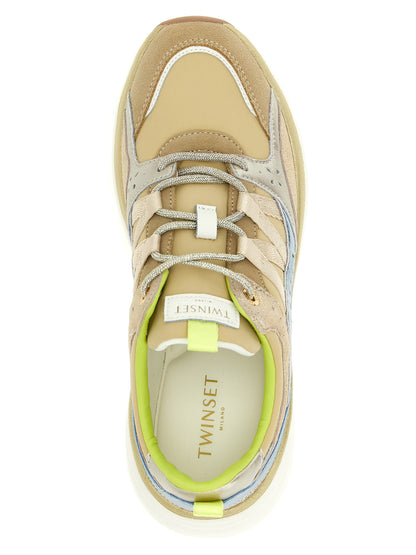 Athletic Sneakers by Twinset for women in polyethylene polyurethane suede leather multicolor features an effortless chic silhouette, showcasing the signature athletic style of the Women's Athletic Polyethylene Polyurethane Suede Leather Sneakers collection with a truly effortless chic finish.