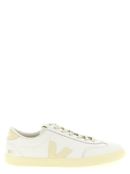 Sneakers by Veja for men in calfskin leather white & signature presents a sumptuous silhouette, artfully capturing the essence of the Men's Fashion Calfskin Leather Sneakers with its sumptuous fashion style design.
