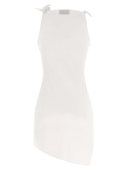 Coperni Women's One Shoulder Asymmetric Sleeveless Stretch Polyamide Short Dress - White Floral