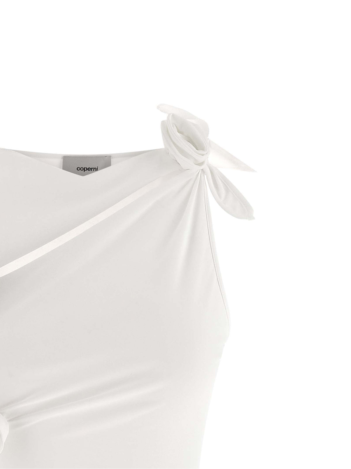 Coperni Women's One Shoulder Asymmetric Sleeveless Stretch Polyamide Short Dress - White Floral