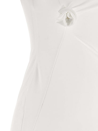 Coperni Women's One Shoulder Asymmetric Sleeveless Stretch Polyamide Short Dress - White Floral