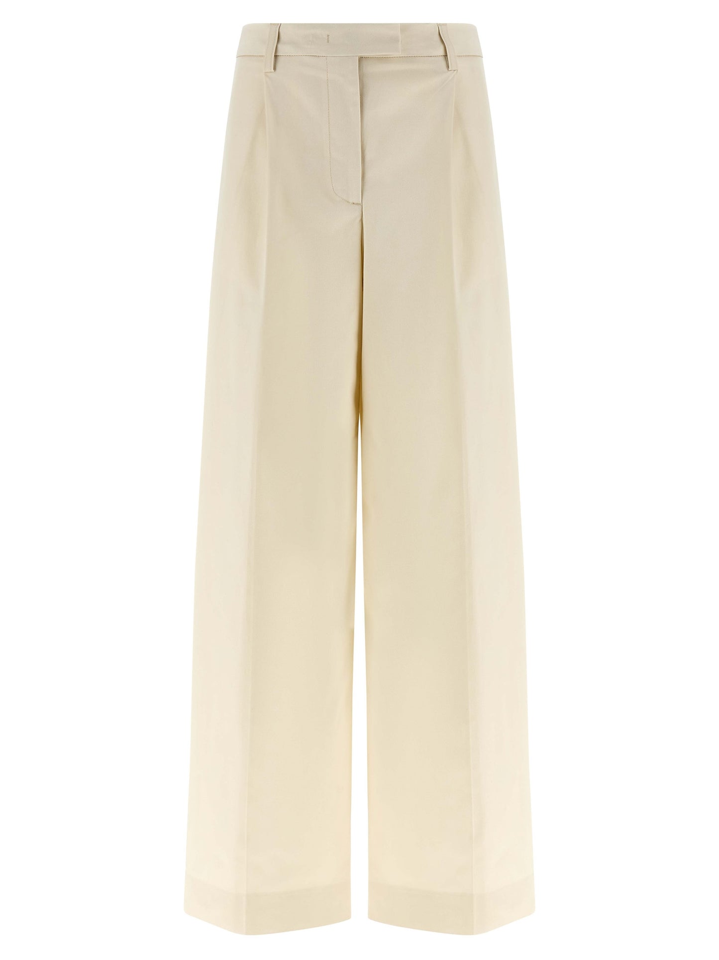 Casual Pants by THELATEST for women in stretch cotton white presents a refined pantology silhouette, artfully defined by a refined pantology straight-leg & wide, long, and a sophisticated .