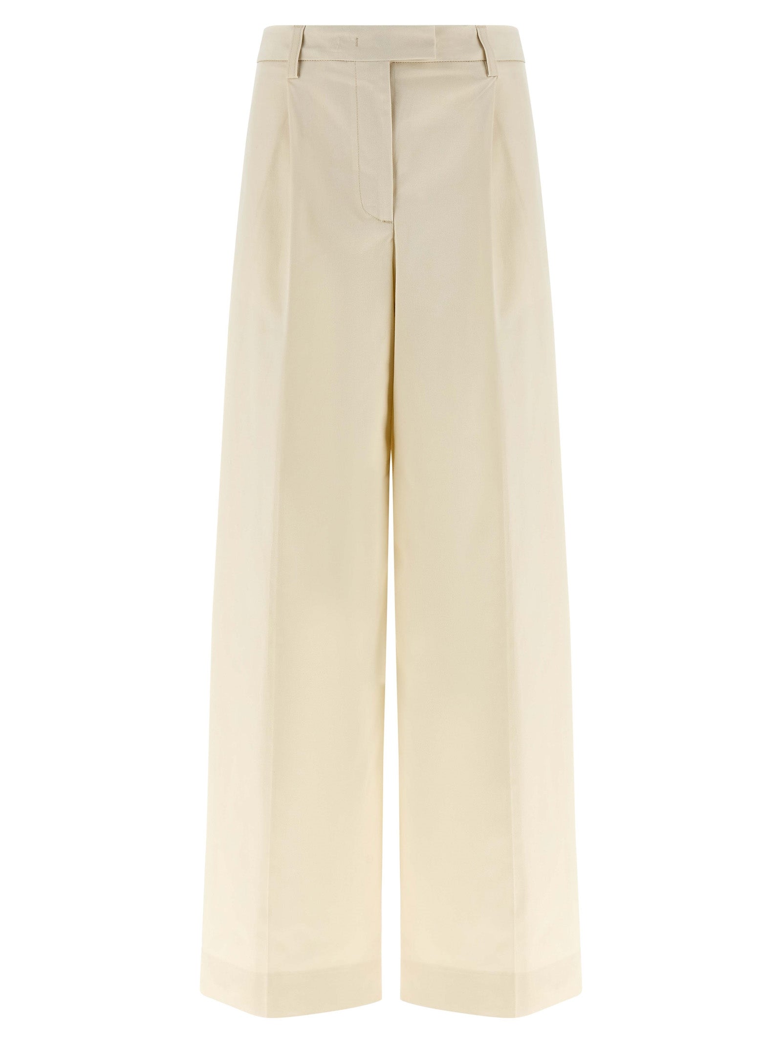 Casual Pants by THELATEST for women in stretch cotton white presents a refined pantology silhouette, artfully defined by a refined pantology straight-leg & wide, long, and a sophisticated .