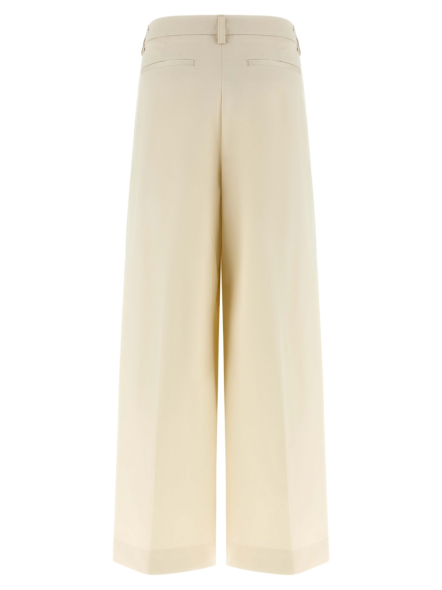Casual Pants by THELATEST for women in stretch cotton white features a refined silhouette with a refined straight-leg & wide, defined by a and a refined long for a refined finish.