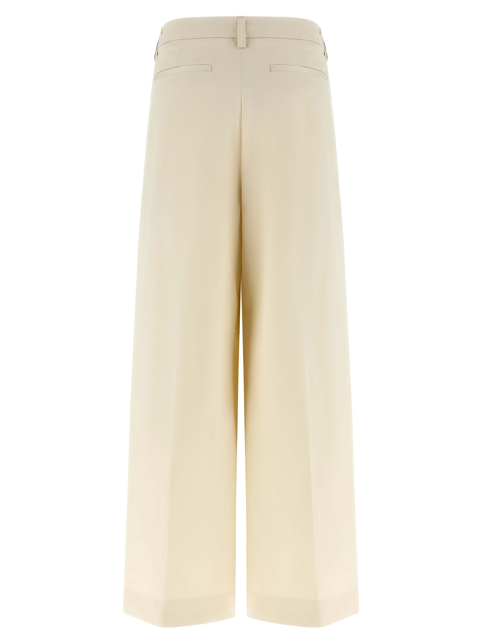 Casual Pants by THELATEST for women in stretch cotton white features a refined silhouette with a refined straight-leg & wide, defined by a and a refined long for a refined finish.