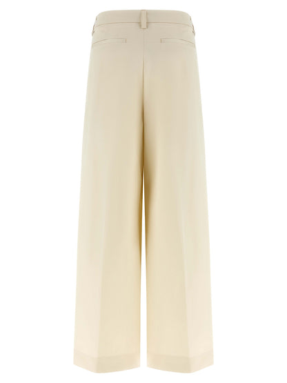 Casual Pants by THELATEST for women in stretch cotton white features a refined silhouette with a refined straight-leg & wide, defined by a and a refined long for a refined finish.