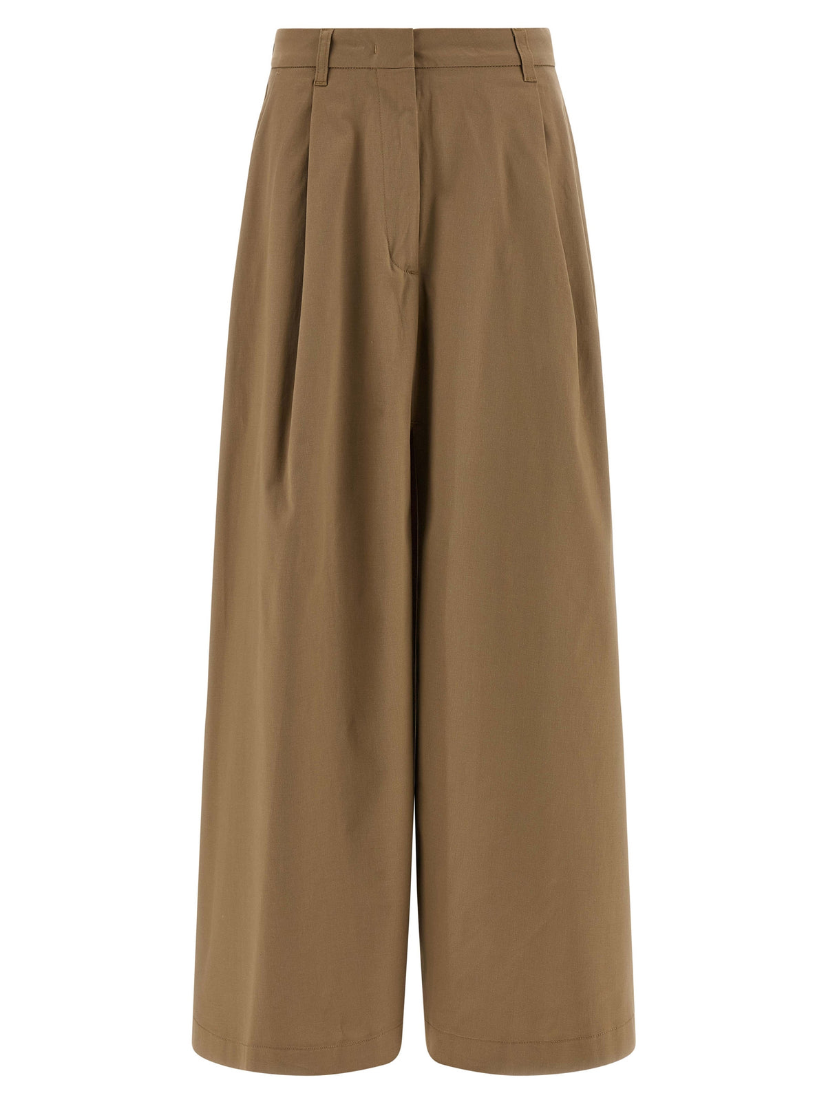 THELATEST Women's Flared Stretch Cotton Skirt - Brown