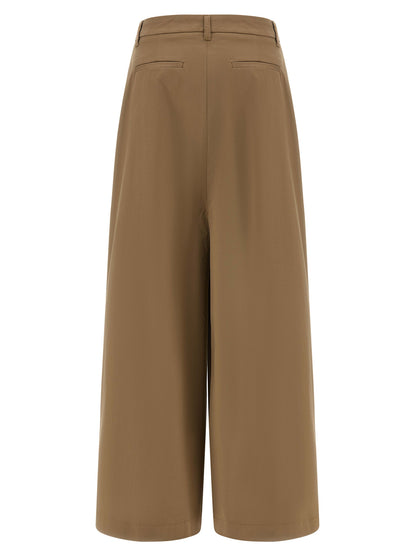 THELATEST Women's Flared Stretch Cotton Skirt - Brown