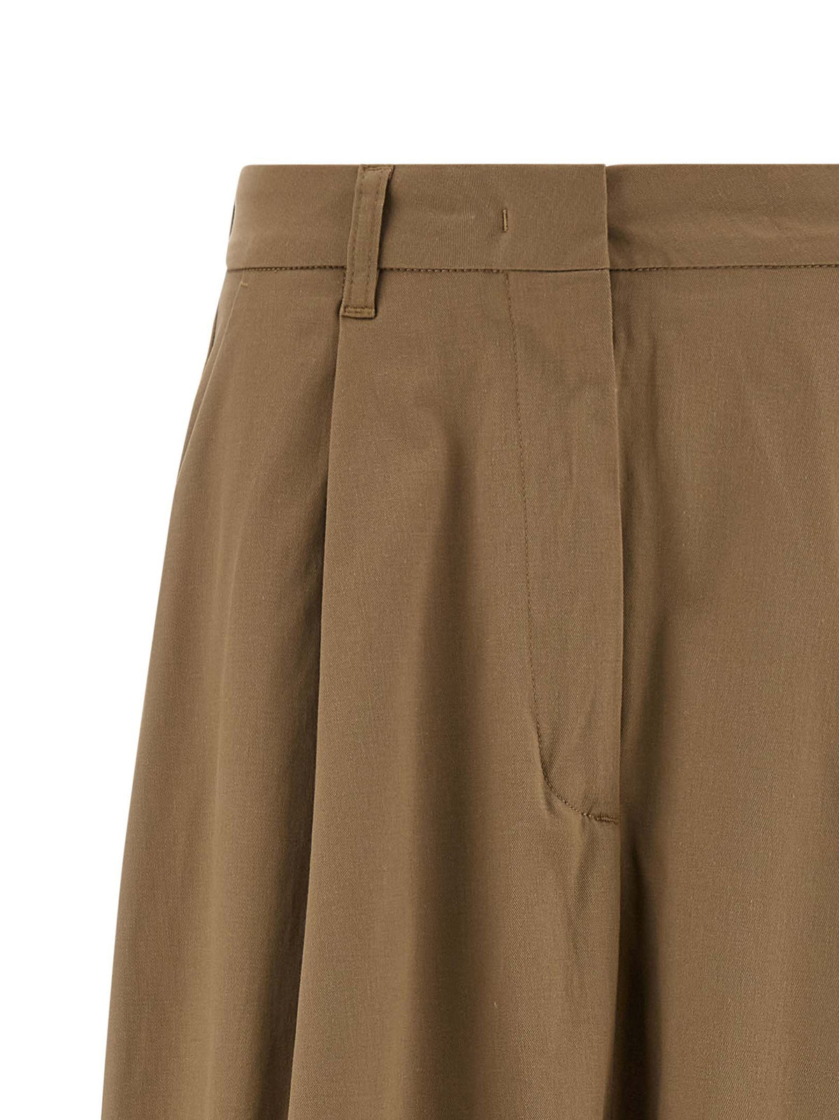 THELATEST Women's Flared Stretch Cotton Skirt - Brown